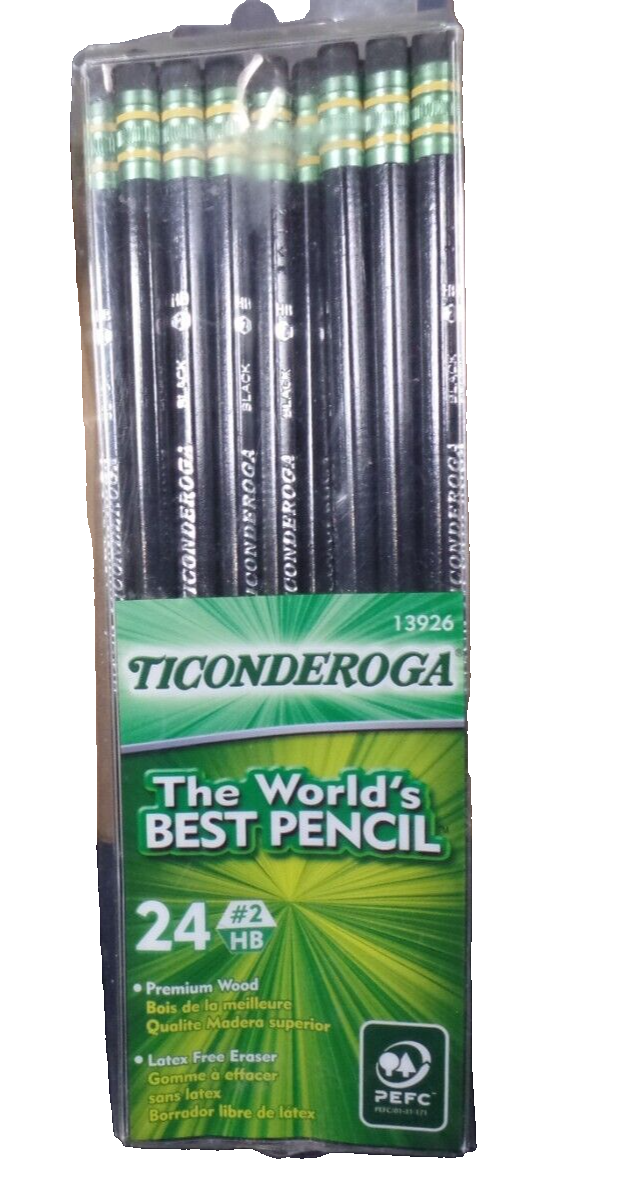 Dixon Ticonderoga #2 Wood-Cased Unsharpened Pencils, Box of 24, Black 13926