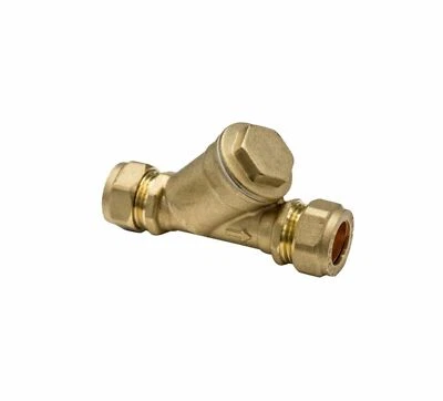 WÄRMER SYSTEM BRASS COMPRESSION 22MM Y STRAINER WITH STAINLESS STEEL NET FILTER