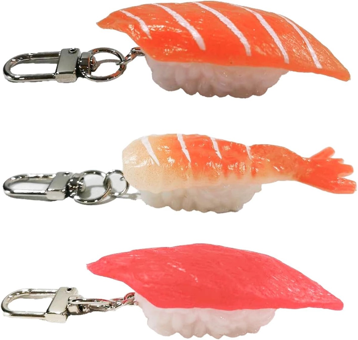 Real Sushi Key Chain Set of 3 Food Samples Japanese Tuna, Shrimp