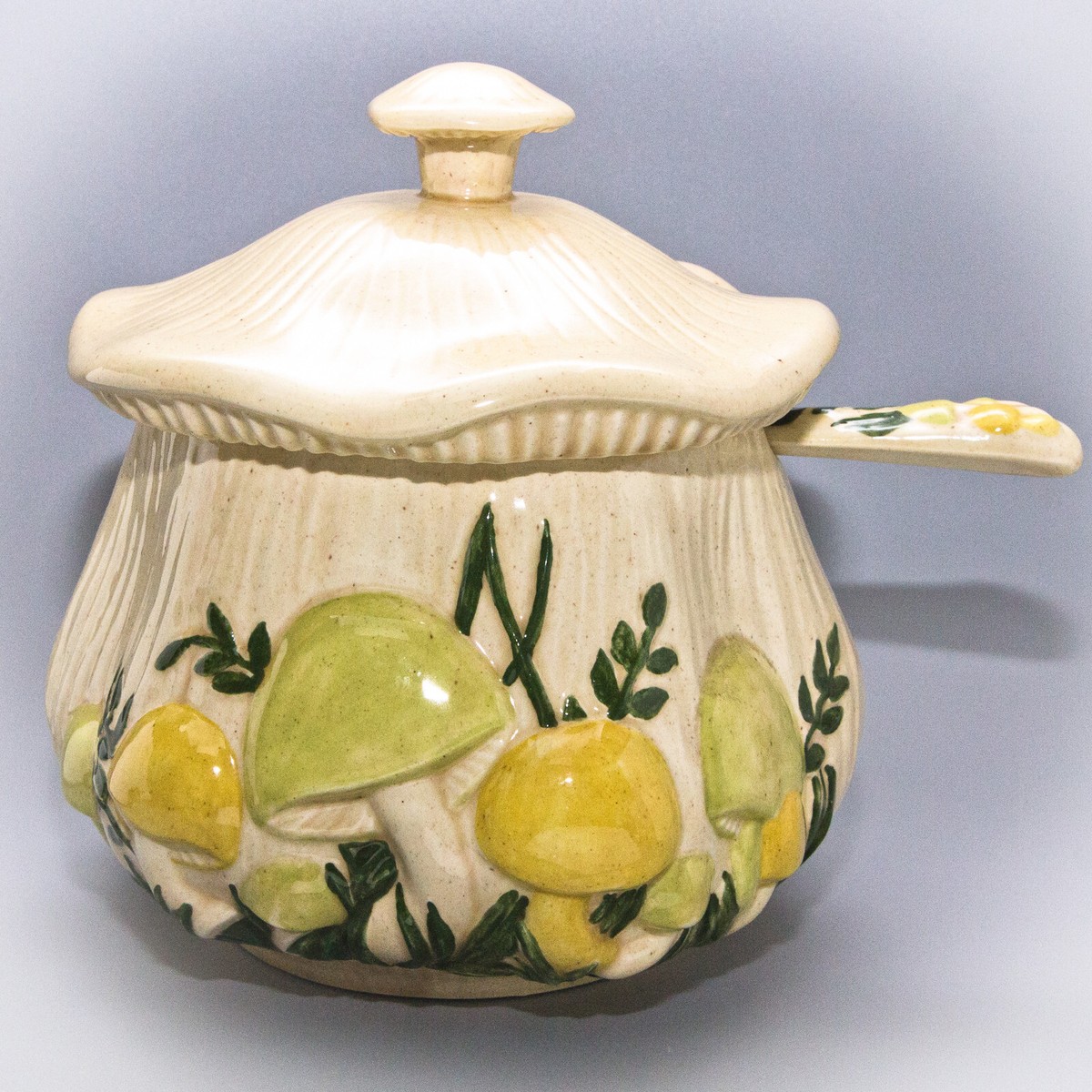 Vintage 1970's Arnel's Ceramic MUSHROOM SOUP TUREEN w' LID & LADLE