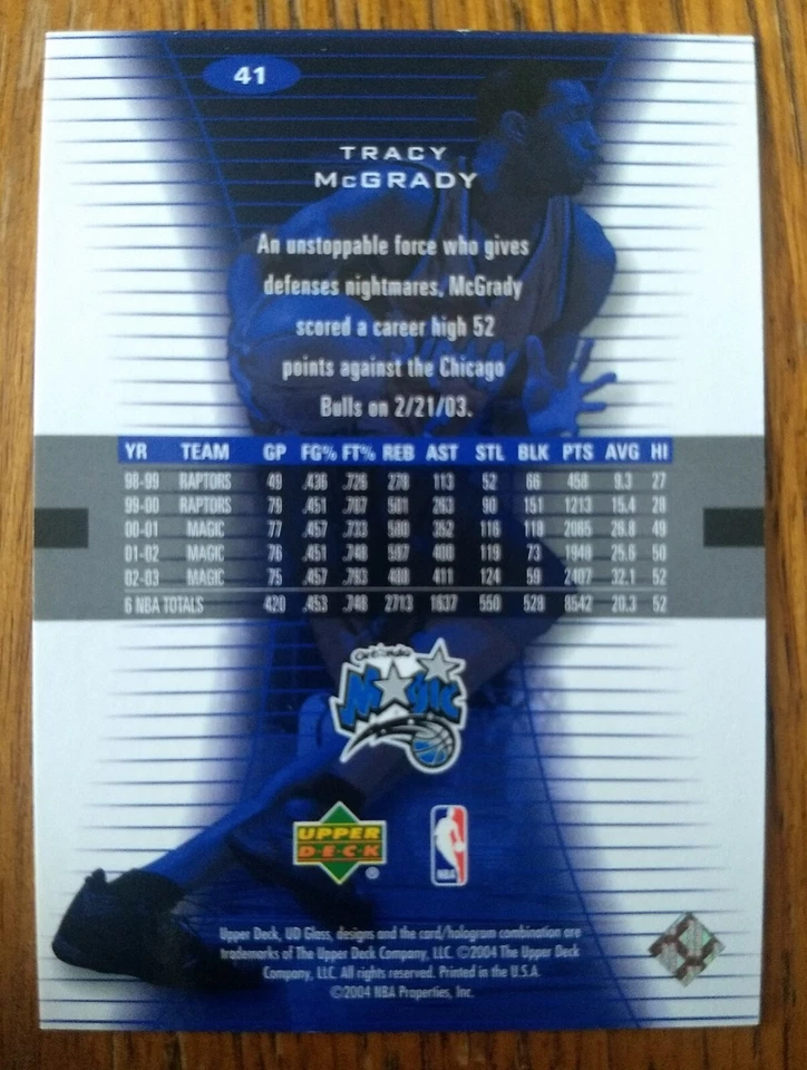 TRACY McGRADY,  2003-04 UD GLASS #41, MAGIC - Image 2 of 2
