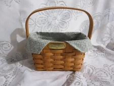 Longaberger 2001 Dresden Basket Protector Green Liner Signed Jeff Longaberger 12