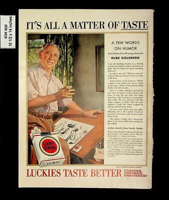 1954 Luckies Taste Better Lucky Strike Rube Goldberg Vintage Print Ads 9505