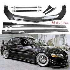 Carbon Fiber Front Bumper Lip Spoiler Side Skirt Body Kits For Mitsubishi La