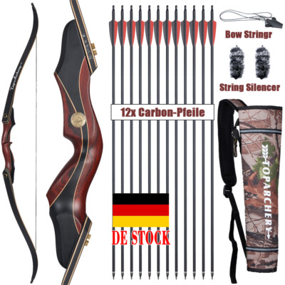 60 Zoll Takedown Recurvebogen Carbonpfeile Set Bogenschießen Jagdbogen 30-50lbs