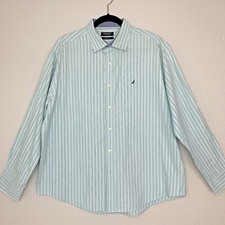 Nautica Men's Classic Fit Button Front L/S Cotton Logo Dress Shirt Size 17 34/35