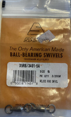 Sampo Size 5 4 3 2 Ball Bearing Swivels Solid Ring 200lb Nickel Pack of 2