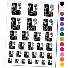 Sweet and Cute Flowers Rounded Block Letter L Temporary Tattoo Set