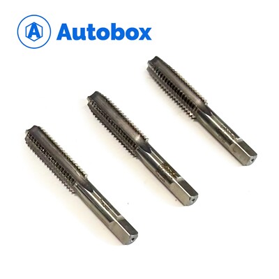 3PC Set 3/8-16 UNC TPI HSS Hand Tap Set Bottom, Inter/Plug, Taper Blind Hole