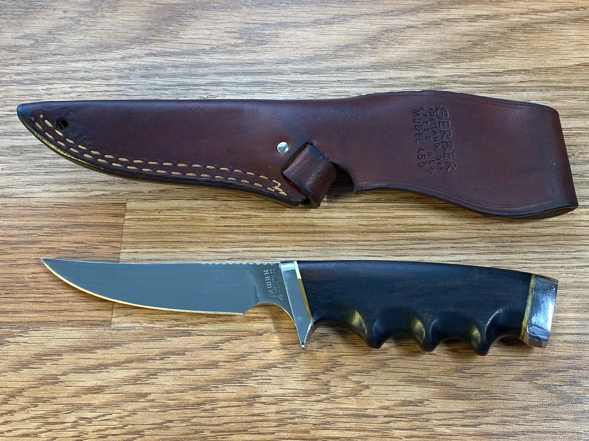 GERBER Model 450 S Presentation Hunting Fishing Knife w/ Sheath