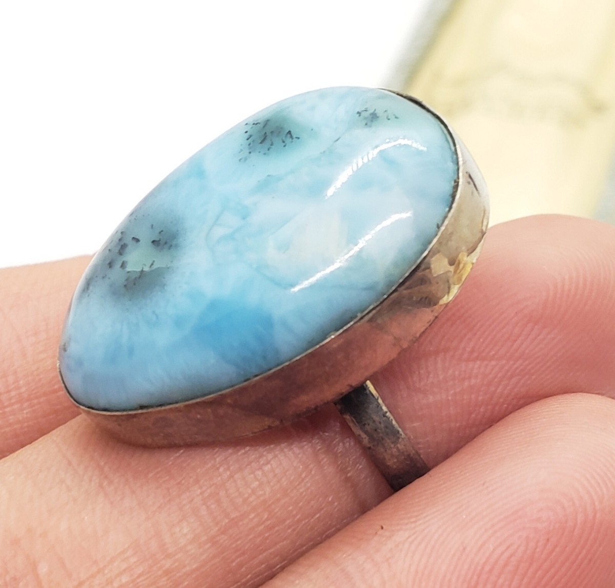 larimarさん AAA Larimar Slab — Sea Blue Turtleback Pattern, Polished - Larimar
