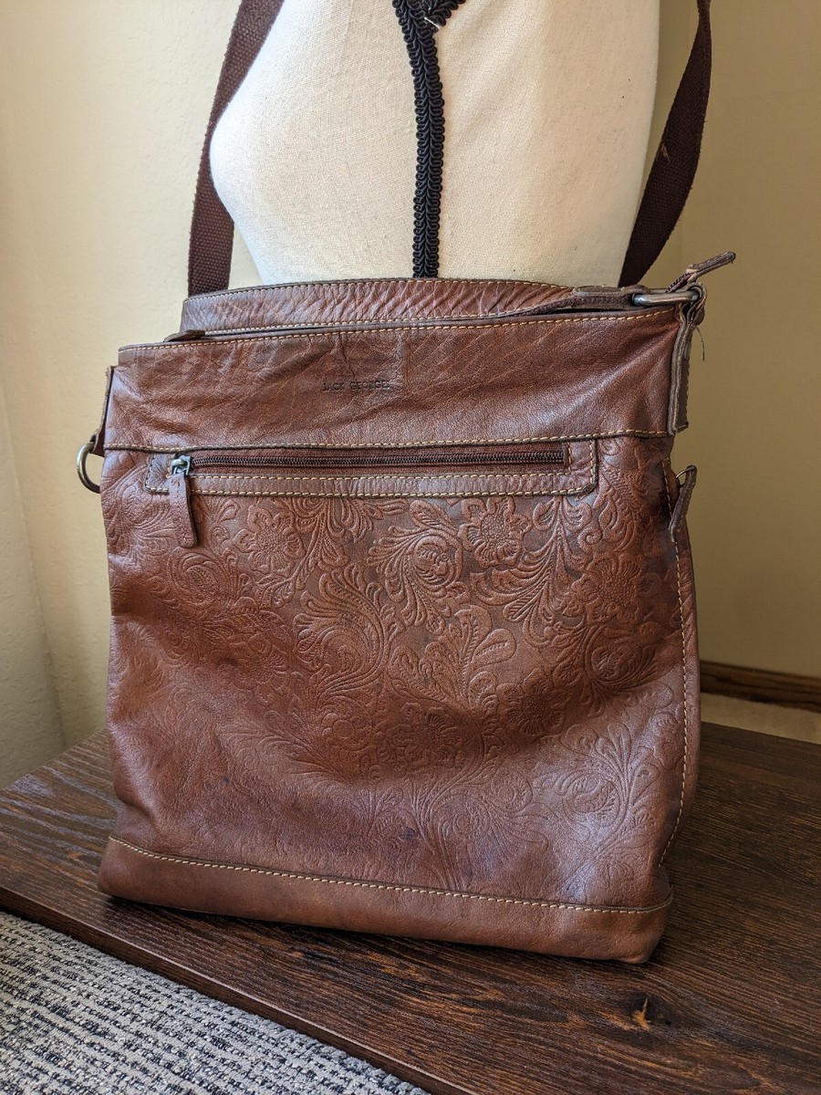 Jack Georges Tooled Floral Brown Leather City Voyager  display picture 1