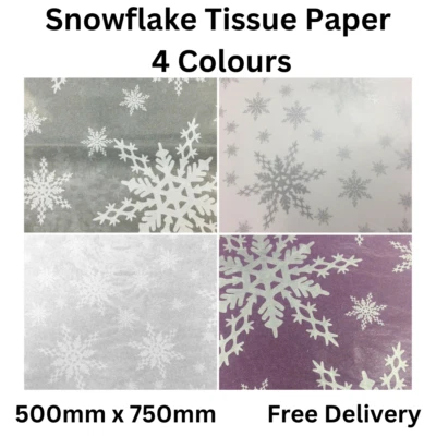 Tissue Paper Christmas Printed Wrapping Snowflake Design 4 Designs