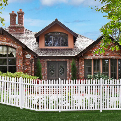 #ad #ad Vinyl Picket Fence Straight White Garden PVC Panel Heavy Duty w 34 Pickets S $354.99