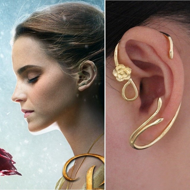 Disney Beauty and The Beast Belle Rose Earring Ear Cuff Gold Plated Copper JEWEL for sale online 