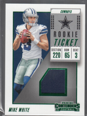 MIKE WHITE  2018 Panini Contenders Rookie Ticket Swatches #RTS-39 RC Cowboys