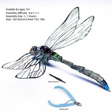 4in 3D Dragonfly Metal Puzzle Model DIY Assembly Jigsaw Creative Adult Toy Decor
