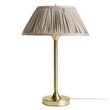 Home Metal Table Lamp 50cm Pleated Fabric Shade E14 Inline Switch Satin Brass