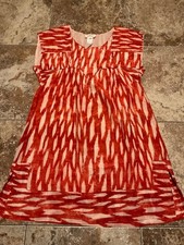 ISABEL MARANT ETOILE WOMENS SILK IKAT PRINT TUNIC DRESS SIZE 3 RED