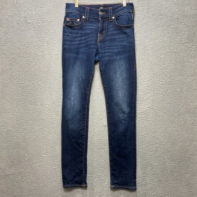 TRUE RELIGION Mens 27 Rocco Relaxed Skinny Dark Wash Stretch Jeans 31in