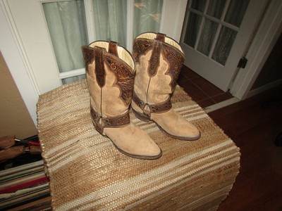 Herencia Western Women's 9 Mex 26  Brown Leather Cowgirl Harness Boots Tooled