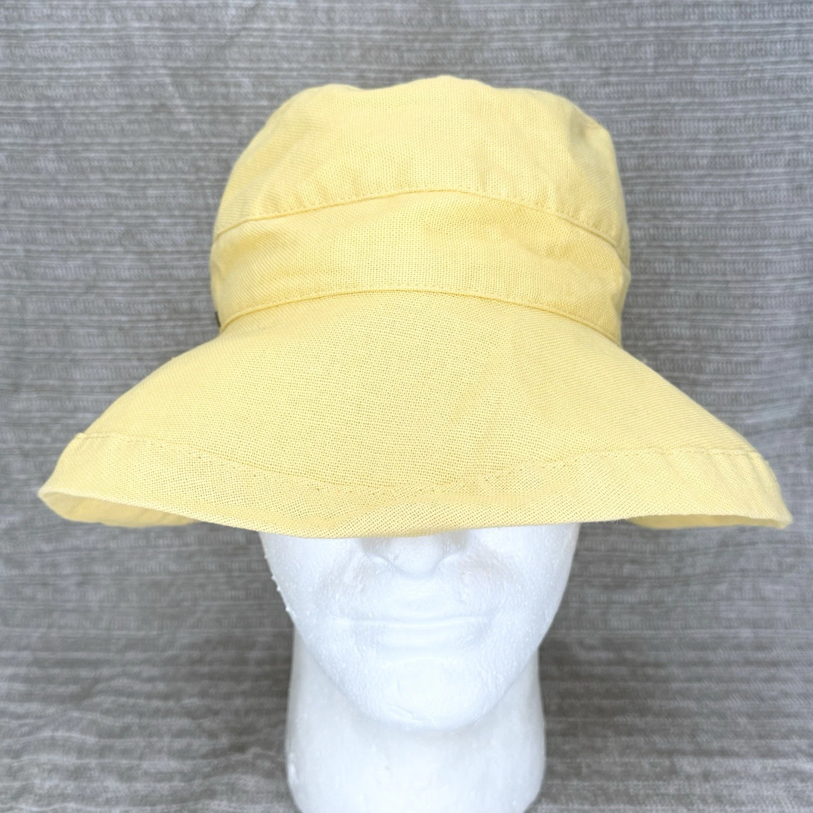 Scala Collezione Floppy Bucket Hat Yellow Canvas Beach Sun Adjustable Cotton