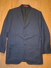 Isaia Napoli Sport Coat 44L Navy Birdseye 120's Wool Italy