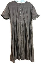 Nest Robe Linen Dress Brown Button Front Casual Midi Used -From Japan