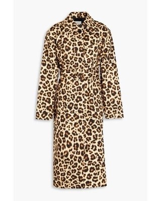Sandro Leopard-print Cotton-gaberdine Trench Coat