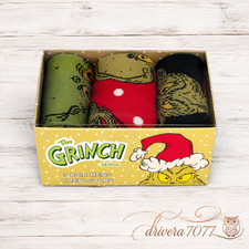 Dr. Seuss The Grinch Men's Crew Socks 3 Pair Pack Shoe Size 10-13