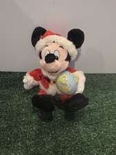 Disney Mickey Mouse Santa World Traveler With Globe 10" Bean Bag Retired 199