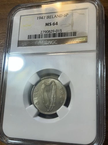 1947 IRELAND IRISH 6 PENCE NGC MS64 Beautiful High Grade Coin