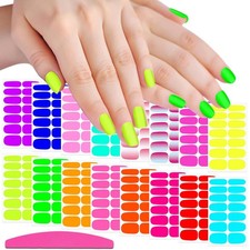 SILPECWEE 16 Sheets Fluorescence Nail Wraps for Women Self Color