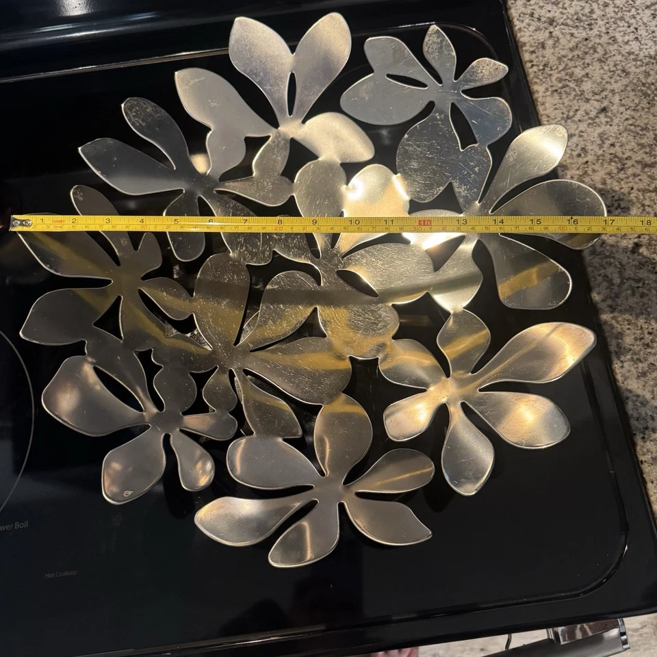 IKEA Stockholm Stainless Steel Fruit Bowl Centerpiece 16.5” Monika Mulder Floral - Image 2 of 3