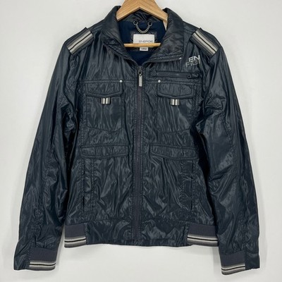 Energie Sixty Mens Navy Blue Lightweight Bomber Utility Jacket Large Italy