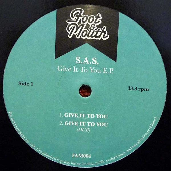 S.A.S.* - Give It To You EP 12" EP Promo Vinyl Electronic House,Disco 204319 - Bild 3 von 3