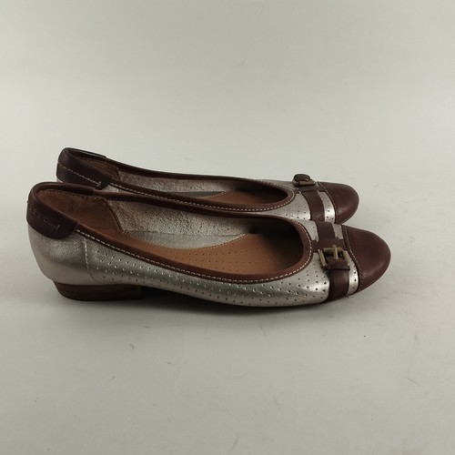 Clarks Ballet Flats Womens 5 Tan Gold Leather Ballerina Pumps Slip On Shoes - Bild 9 von 14