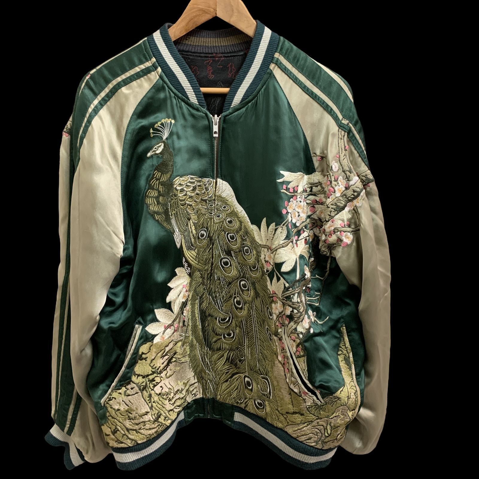 Hanatabi Fully Embroidered Sukajan Reversible Japanese Pattern L Used
