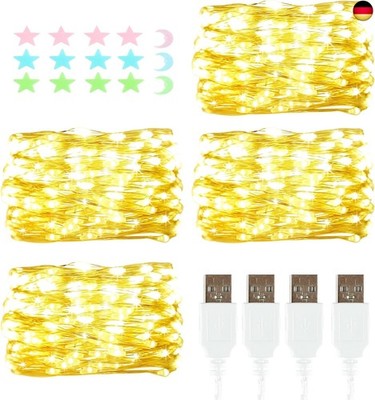 4 Stück LED Lichterkette, 20LED 2M / 6.6Ft USB lichterkette außen/innen W