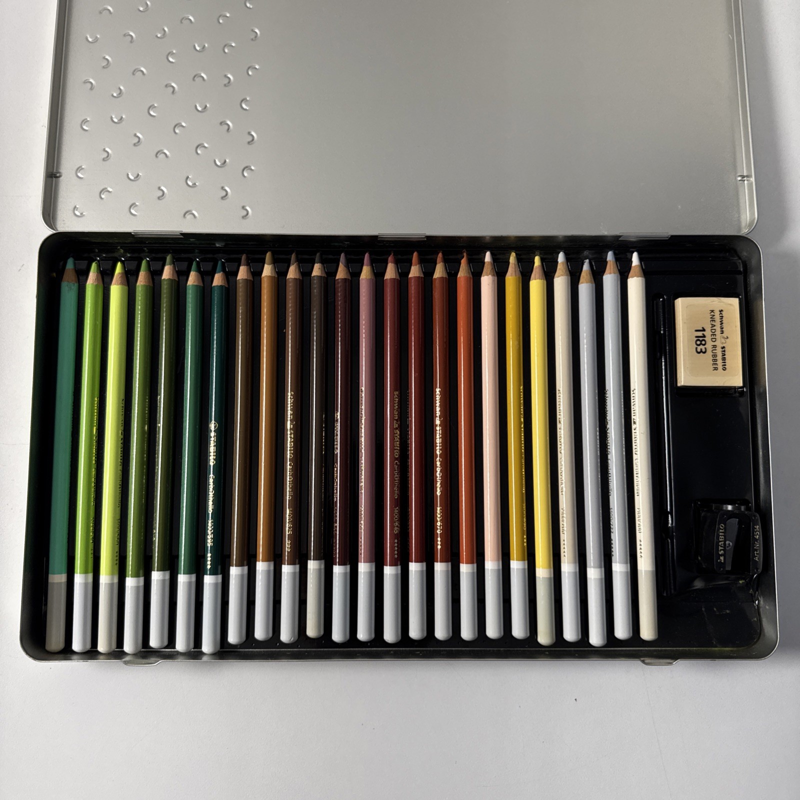 STABILO CarbOthello (48) Pencil Set in Metal Tin w/sharpener, eraser, blender