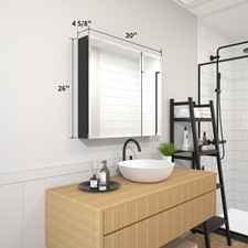 TaiMei Frameless 2-Door Medicine Cabinet 30" x 26" Beveled Mirror