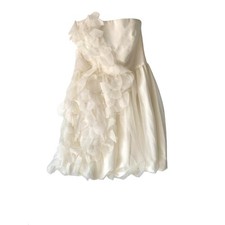 White By Vera Wang Strapless Cream Tulle Mesh Petal Dress size 8 Formal Party