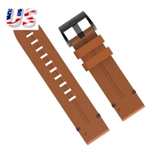 26mm Brown Leather Watchband Strap Quick Wristband For Garmin Fenix 7X 6X G