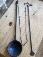 Antique Cast Iron Melting Ladles Rustic Hand Forged  Long 