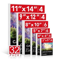 ESRICH Canvas Boards for Painting 32 Pack Art Supplies Paint Canvas 3x5, 4x6,...