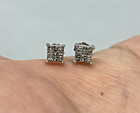14k White Gold Natural Princess Cut Diamond Stud Earrings 1.0g Approx 0.15 CTW — photo 1