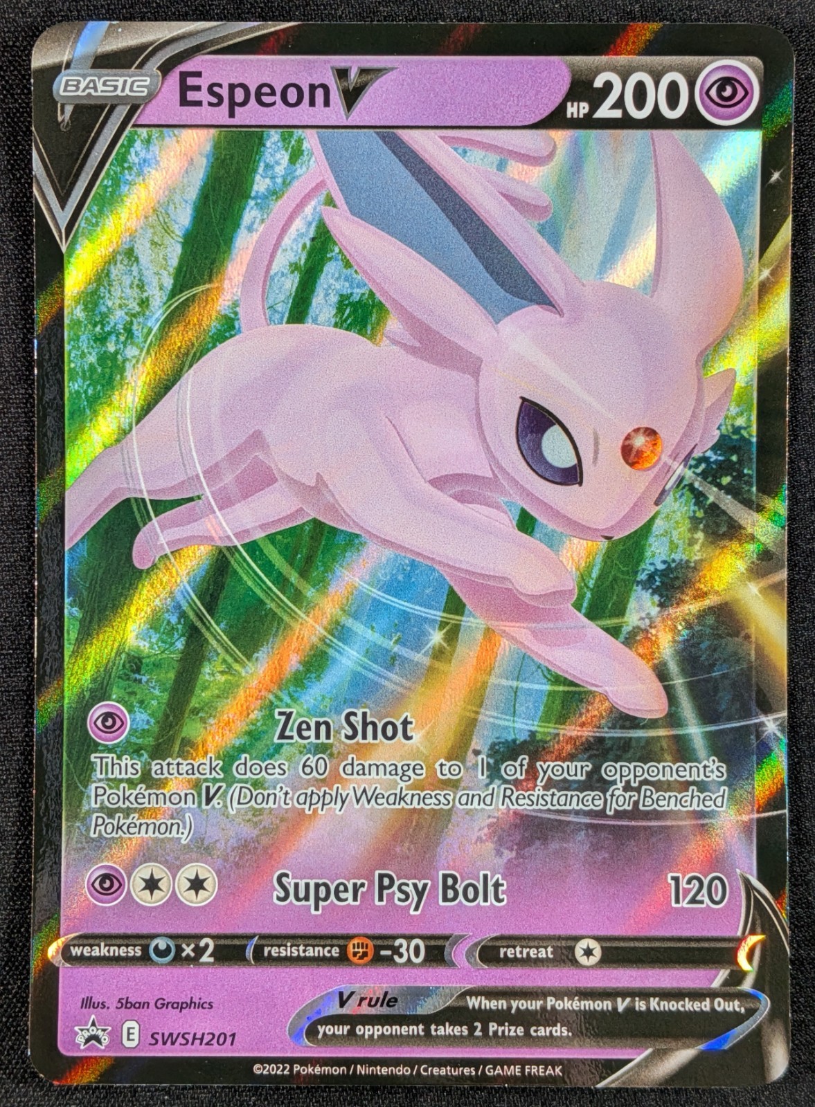 Espeon V 2022 Black Star Promo Full Art Ultra Rare Pokemon Card SWSH201 (NM)