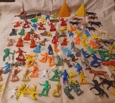 Vintage Tim-Mee Toys More Cowboys Indians Figures Mixed Lot Of 100
