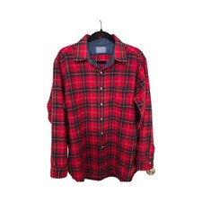 Vtg Pendleton Wool Flannel Board Shirt Lg Loop Collar Shadow Plaid