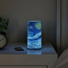 Vela LED Perfumada Noche Estrellada Temporizador Remoto Parpadeante Sin Llama Arte Van Gogh